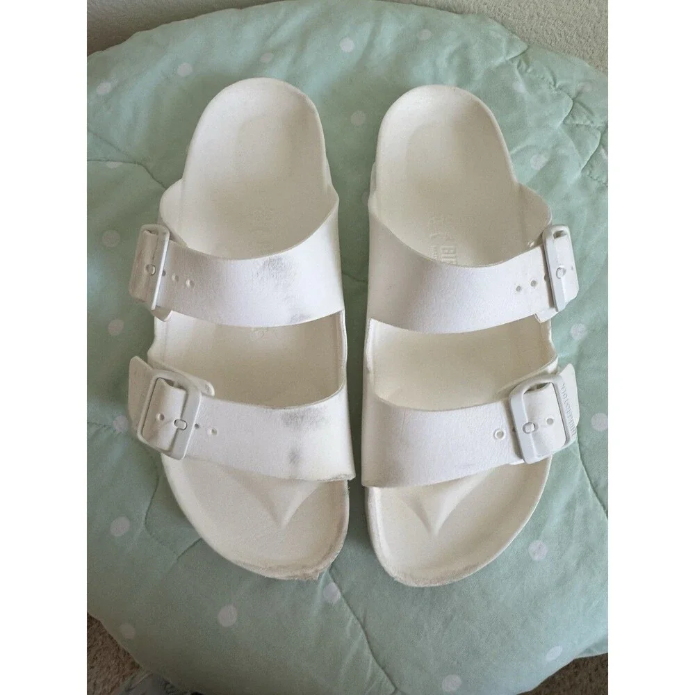 Birkenstock Arizona White EVA Slide Sandals Women's US 9 Standard Buckle Straps